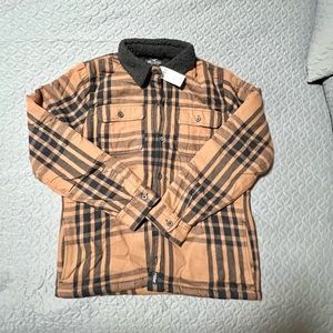 NWT!Hollister Sherpa Lined Plaid Shirt Jacket Brown Mens Size L